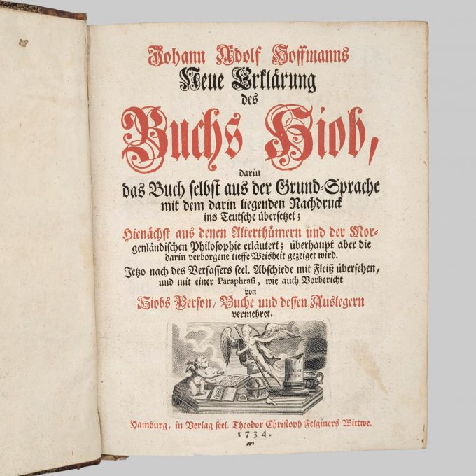 Los 52: HOFFMANN, Johann Adolf: Neue Erklärung des Buches Hiob ...