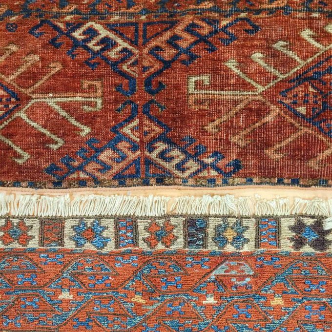 Los 892: Jomud / Sumakh, 19. Jh., 30 x 104 cm bzw. 48 x 108 cm, Zustand D – Bild 4