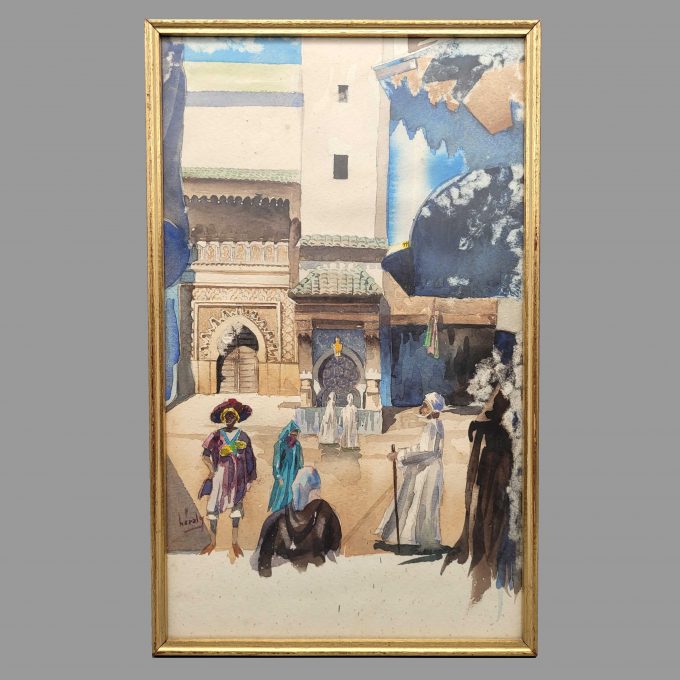 Los 123: HERZIG, Édouard: Ansicht von der Funduq al-Nejjarin und des Brunnens in Fez