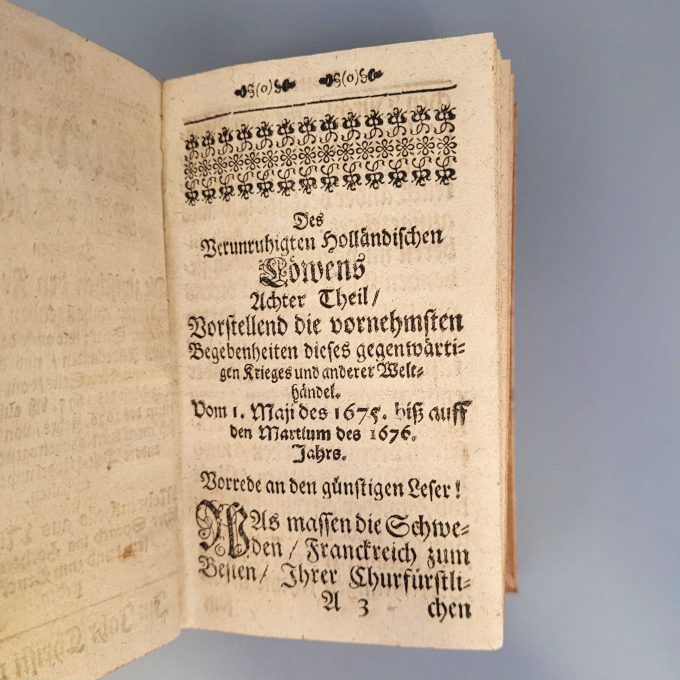 Los 20: GRYBIUS, Johannes: Des verunruhigten Holländischen Löwens achter Theil - Mehrentheils aus Niederländischer Sprach ins Hochteutsche übersetzet – Bild 2