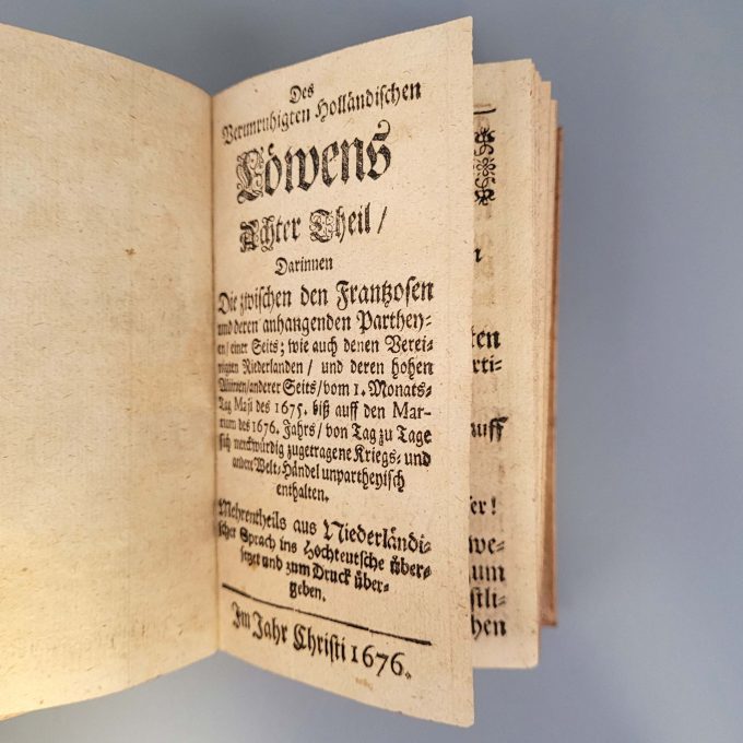 Los 20: GRYBIUS, Johannes: Des verunruhigten Holländischen Löwens achter Theil - Mehrentheils aus Niederländischer Sprach ins Hochteutsche übersetzet