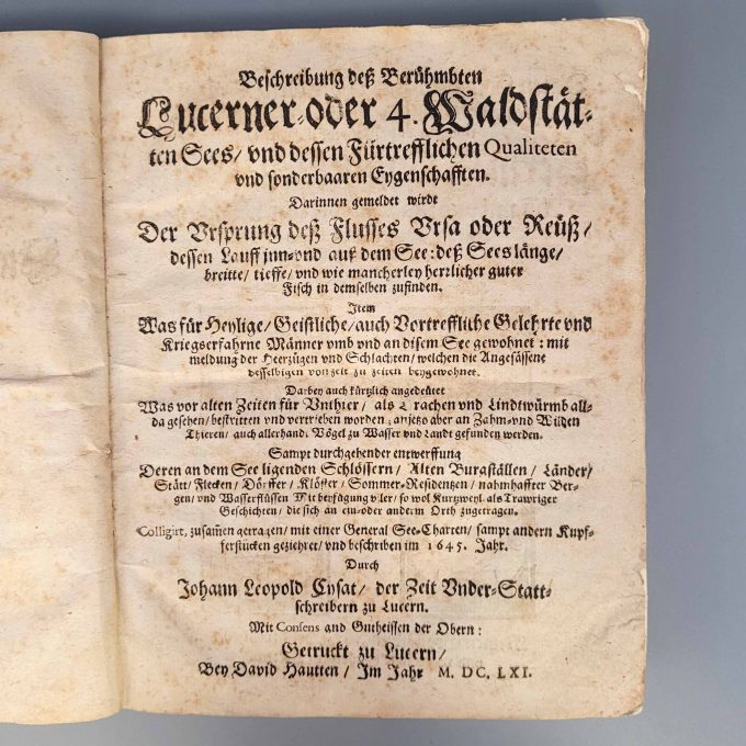 Los 22: CYSAT, Johann Leopold: Beschreibung deß Berühmbten Lucerner- oder 4. Waldstätten Sees… – Bild 2