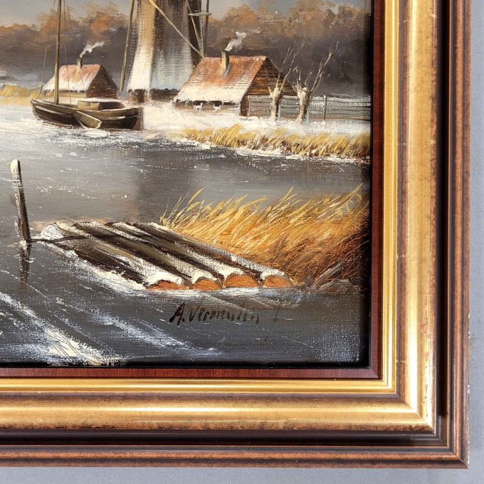 Los 330: VERMEULEN, Abraham Adrianus: Winterliche Kanallandschaft mit Windmühle – Bild 3