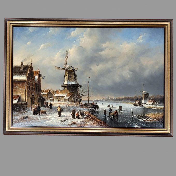 Los 330: VERMEULEN, Abraham Adrianus: Winterliche Kanallandschaft mit Windmühle