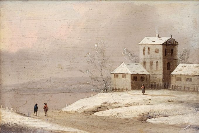 Los 353: NIEDERLÄNDISCHER MEISTER: Winterlandschaft mit Wohnturm und Gehöft – Bild 2