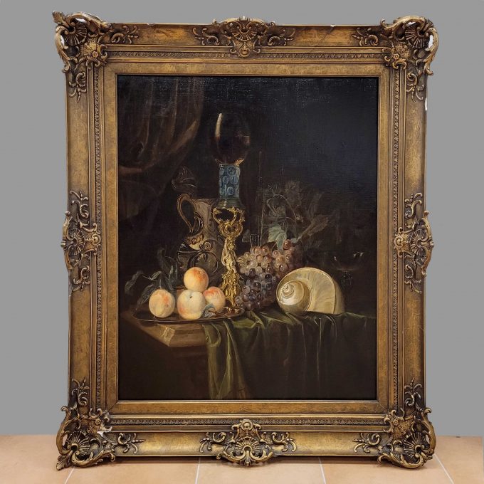 Los 383: SCHIEBECK, Wilhelm August: Früchtestilleben mit Pokal und Nautilus