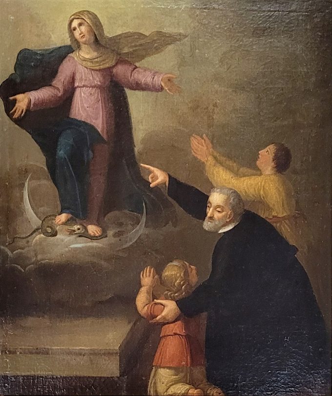 Los 391: ITALIENISCHER MEISTER: Maria Immaculata erscheint einem Priester und zwei Kindern – Bild 2