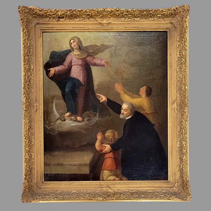 Los 391: ITALIENISCHER MEISTER: Maria Immaculata erscheint einem Priester und zwei Kindern