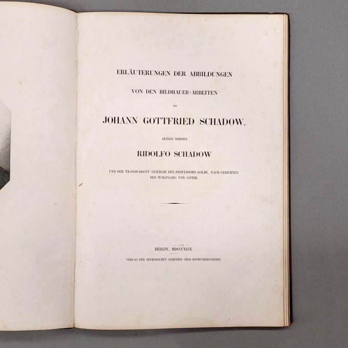 Los 50: SCHADOW, Ridolfo: Erläuterungen der Abbildungen von den Bildhauer-Arbeiten des Johann Gottfried Schadow