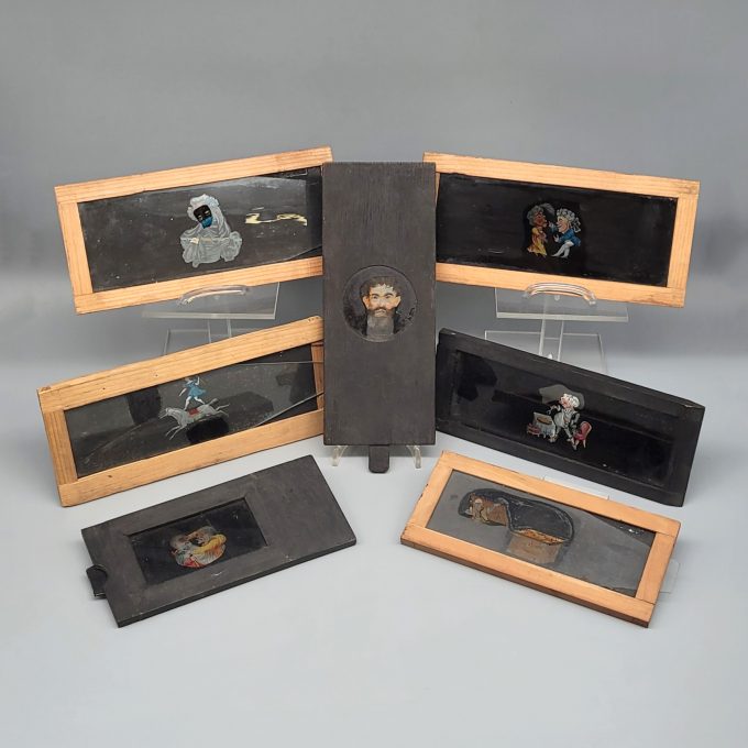 Los 582: Sieben Glasplattenbilder für eine Laterna Magica