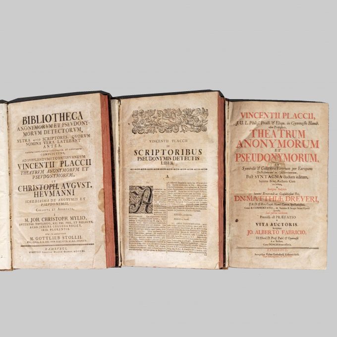 Los 60: PLACCIUS, Vincent / DREYER, Matthias: Vincentii Placcii theatrum anonymorum et pseudonymorum