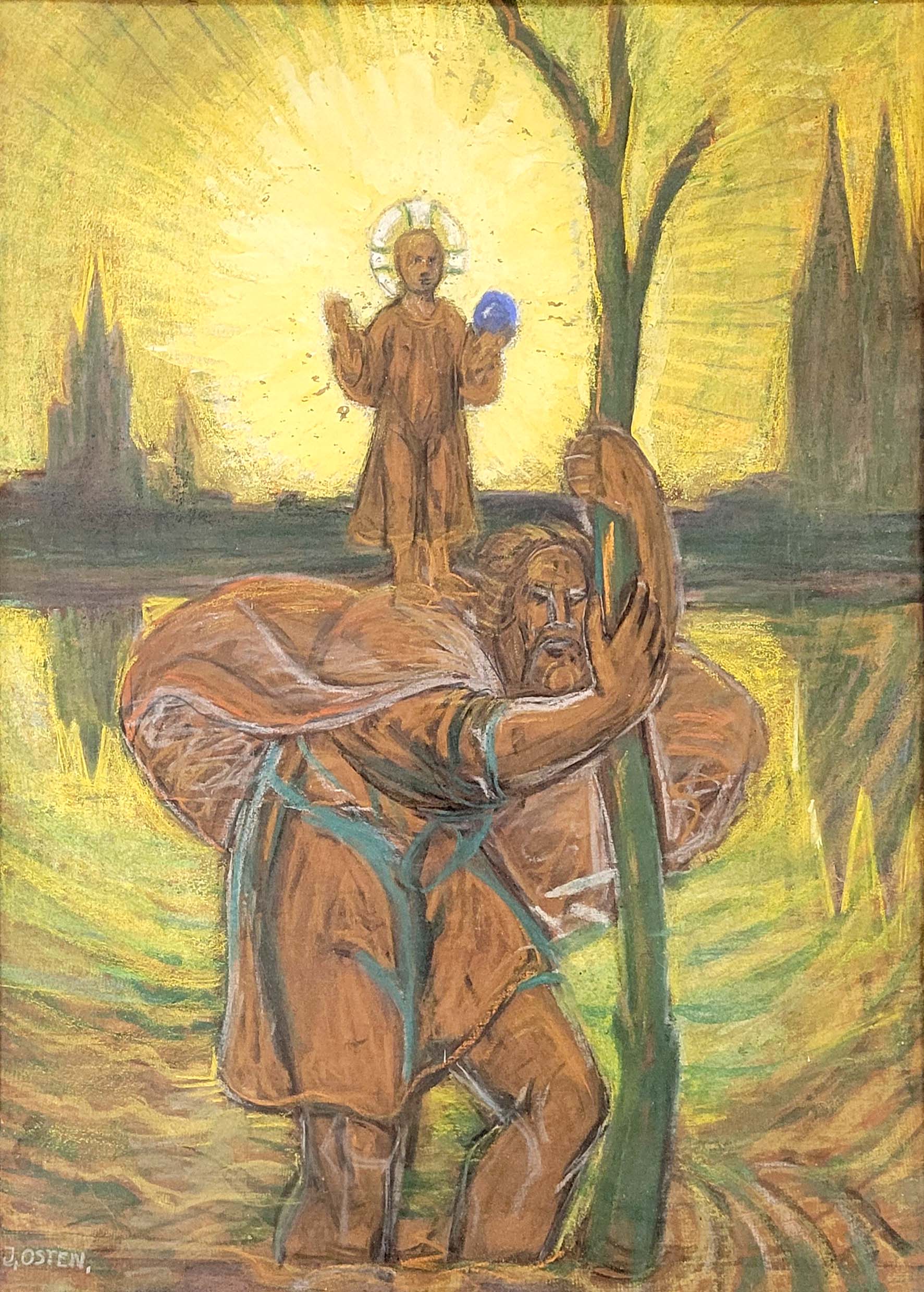 Los 621: OSTEN, Johannes Baptist: Der Heilige Christophorus mit dem Jesuskind vor der Kulisse von Köln – Bild 2