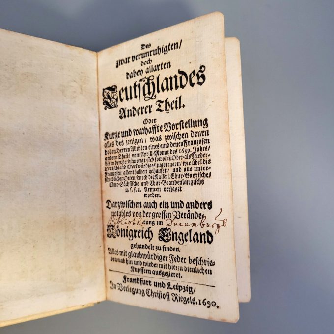 Los 7: RIEGEL, Christoph: Des zwar verunruhigten, doch dabey allarten Teutschlandes anderer Theil