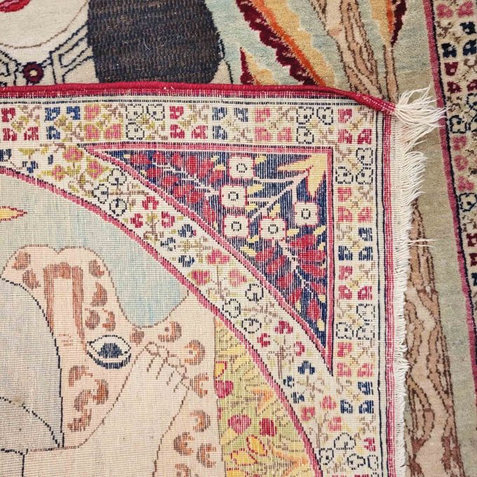 Los 941: Kirman Bildteppich, Kadscharen-Zeit, 19. Jahrhundert, 100 x 68 cm, Zustand B/C – Bild 2
