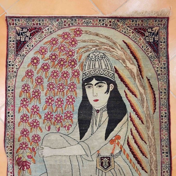Los 941: Kirman Bildteppich, Kadscharen-Zeit, 19. Jahrhundert, 100 x 68 cm, Zustand B/C – Bild 3