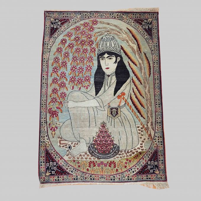 Los 941: Kirman Bildteppich, Kadscharen-Zeit, 19. Jahrhundert, 100 x 68 cm, Zustand B/C