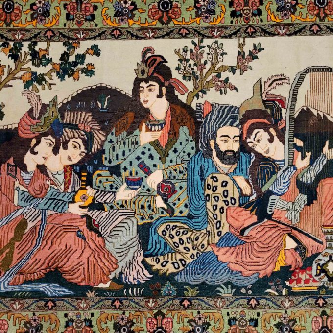 Los 946: Täbriz-Bildteppich, um 1950, 117 x 169 cm, Zustand B – Bild 3