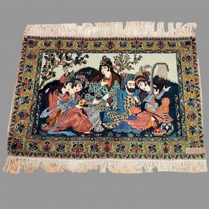 Los 946: Täbriz-Bildteppich, um 1950, 117 x 169 cm, Zustand B