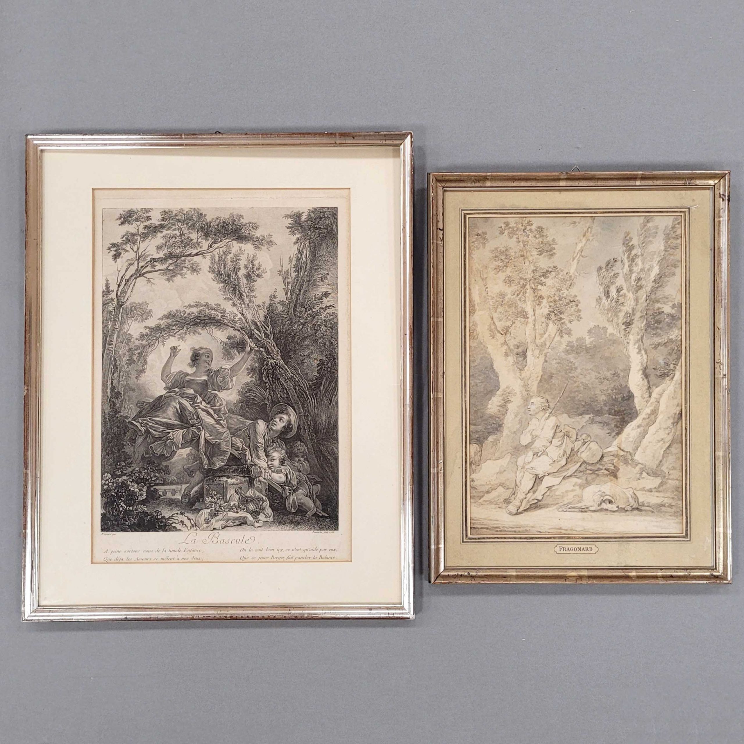 Los 95: FRANZÖSISCHER MEISTER: Wanderer mit seinem Hund bei der Rast