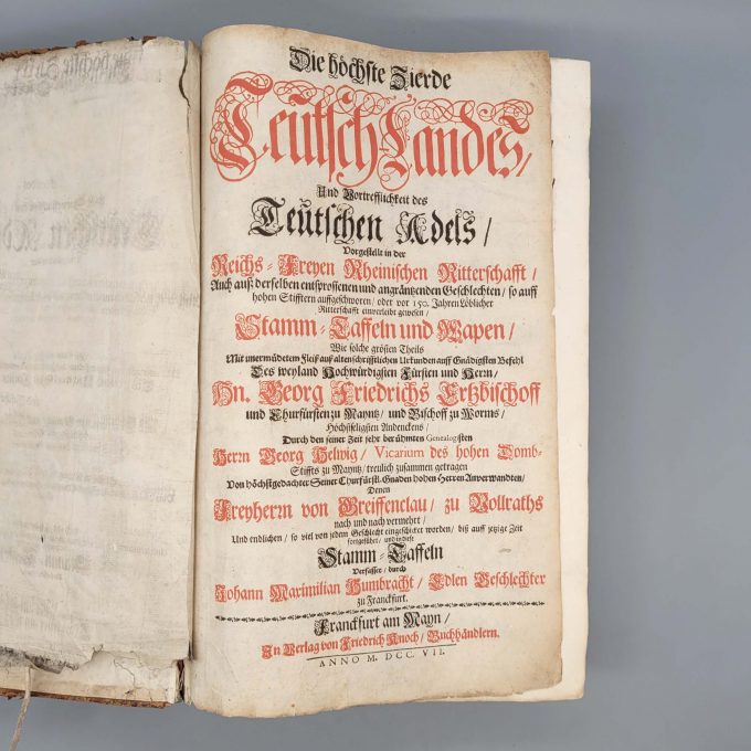 Los 14: HUMBRACHT, Johann Maximilian: Die höchste Zierde Teutsch-Landes und Vortrefflichkeit des Teutschen Adels..