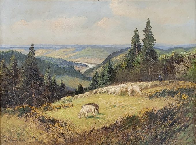 Los 145: PRÜSSEN, Clemens: Hirte mit seiner Schafherde in der Eifel – Bild 2