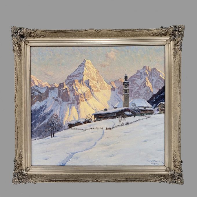 Los 146: KETTEMANN, Erwin: Winterabend in Lermoos mit Sonnenspitze