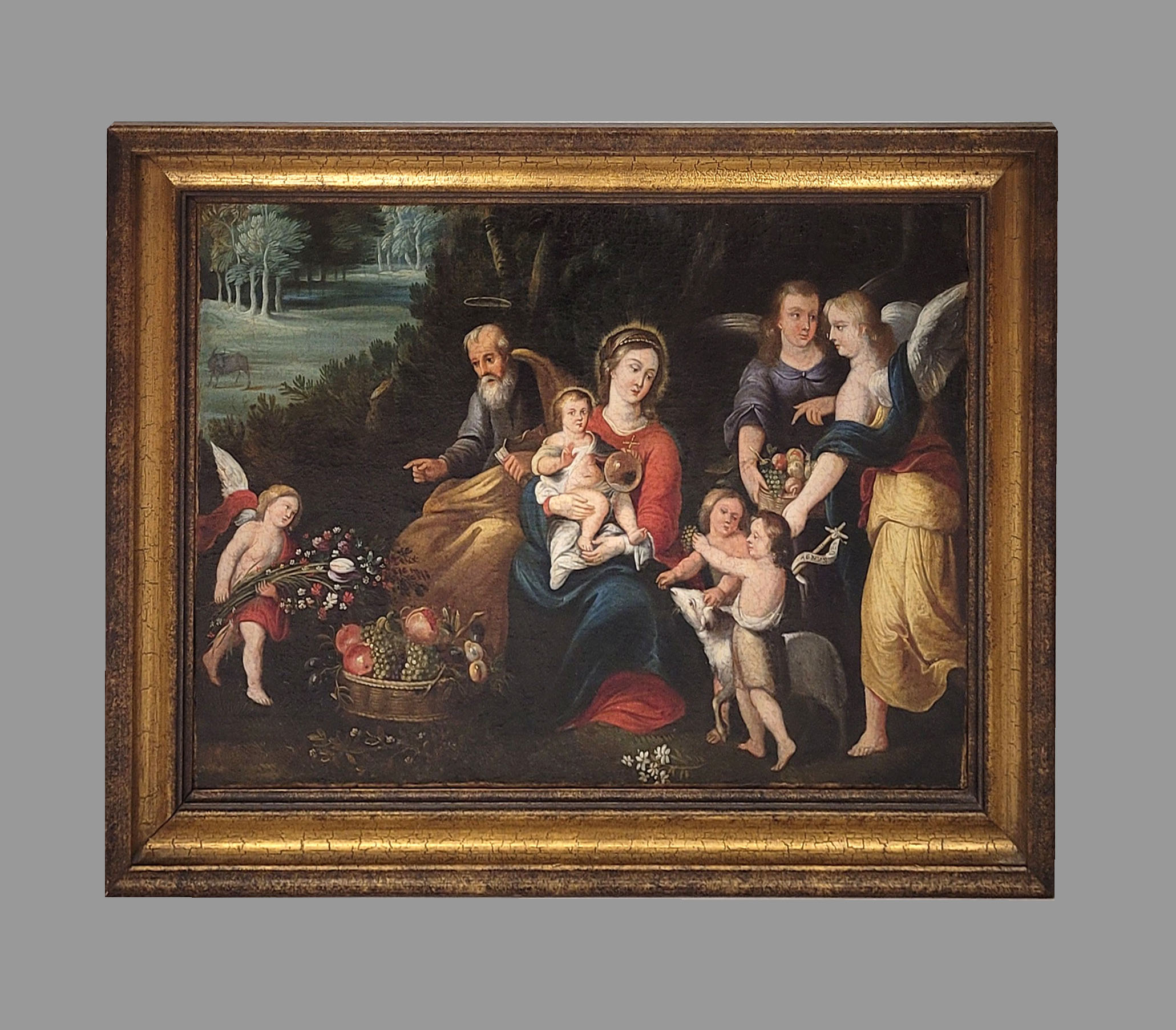 Los 191: STALBEMT, Adriaen van: Die Heilige Familie mit Engeln in einer Waldlandschaft (Ruhe auf der Flucht)