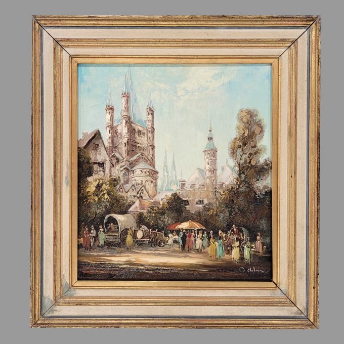 Los 202: HEIM, Paul Otto: Szene an Groß St. Martin und Stapelhaus in Köln