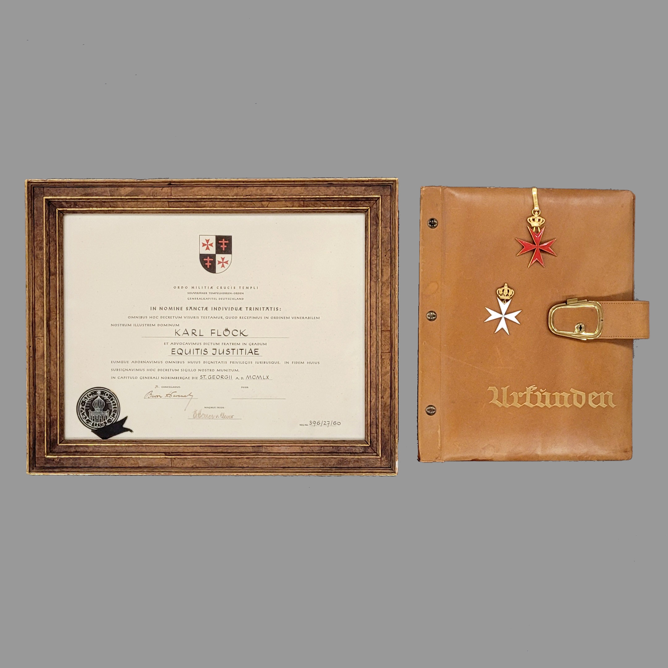 Los 34: Urkundenmappe des Komturritters Karl Flöck des Tempelherren-Ordens