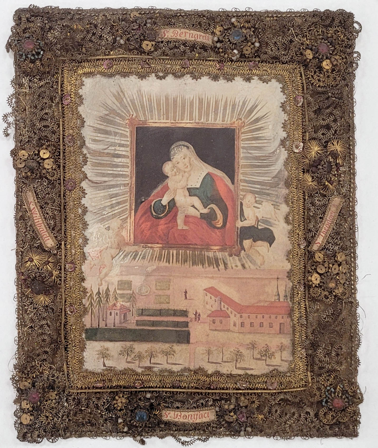 Los 51: Gnadenbild "Maria Hilf" von Engeln getragen über einem Kloster – Bild 2