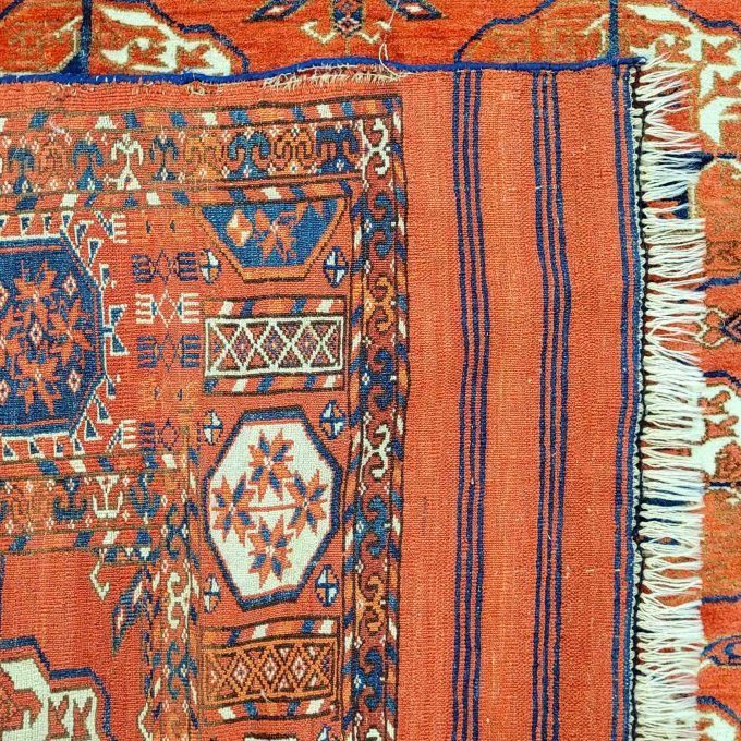 Los 787: Tekke-Turkmene, 19. Jahrhundert, 296 x 210 cm, Zustand C (alte Reparaturen) – Bild 2