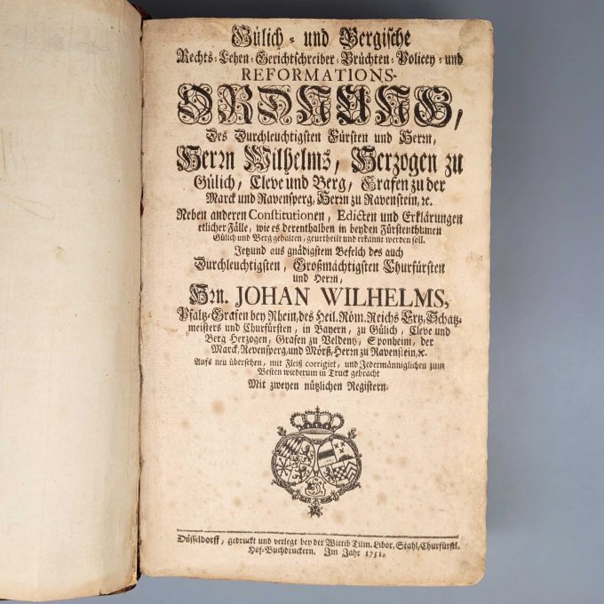 Los 8: Sammelband mit Rechtsordnungen unter Pfalzgraf Johann Wilhelm und Kurfürst Karl Theodor