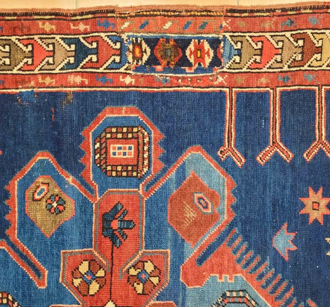 Los 819: Kazak, um 1930, 430 x 125 cm, Zustand C (restauriert) – Bild 3