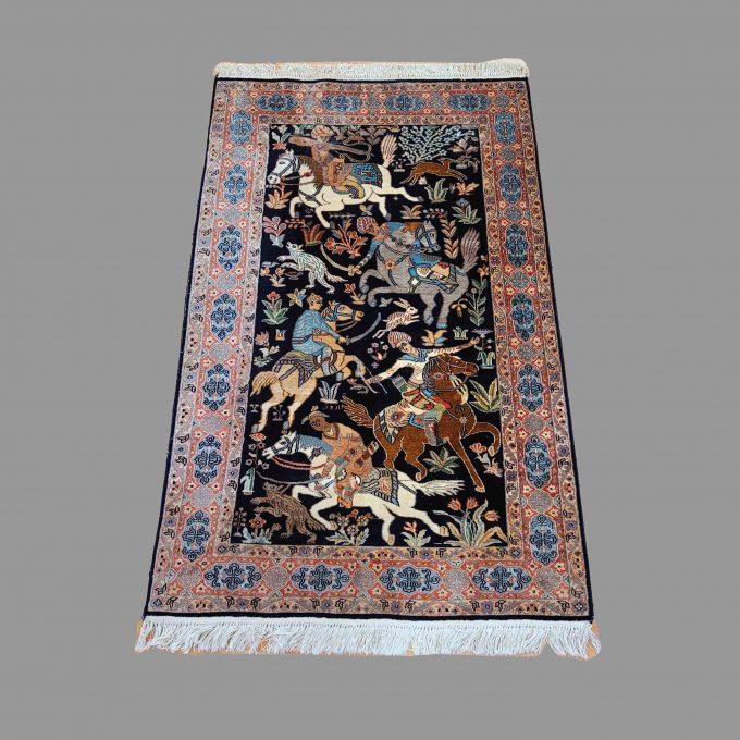 Los 831: Jagdteppich Ghoum, Seide, 154 x 95 cm, Zustand B