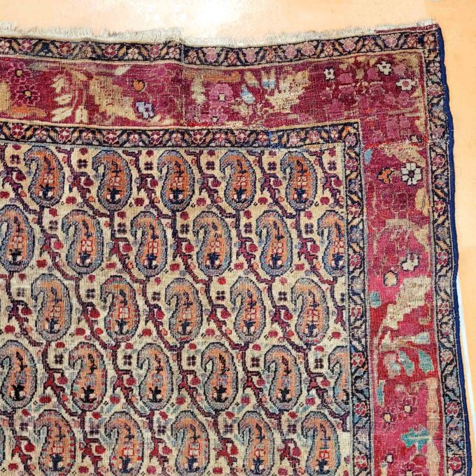 Los 837: Kirman, um 1900, 88 x 157 cm, Zustand D (beschnitten) – Bild 3