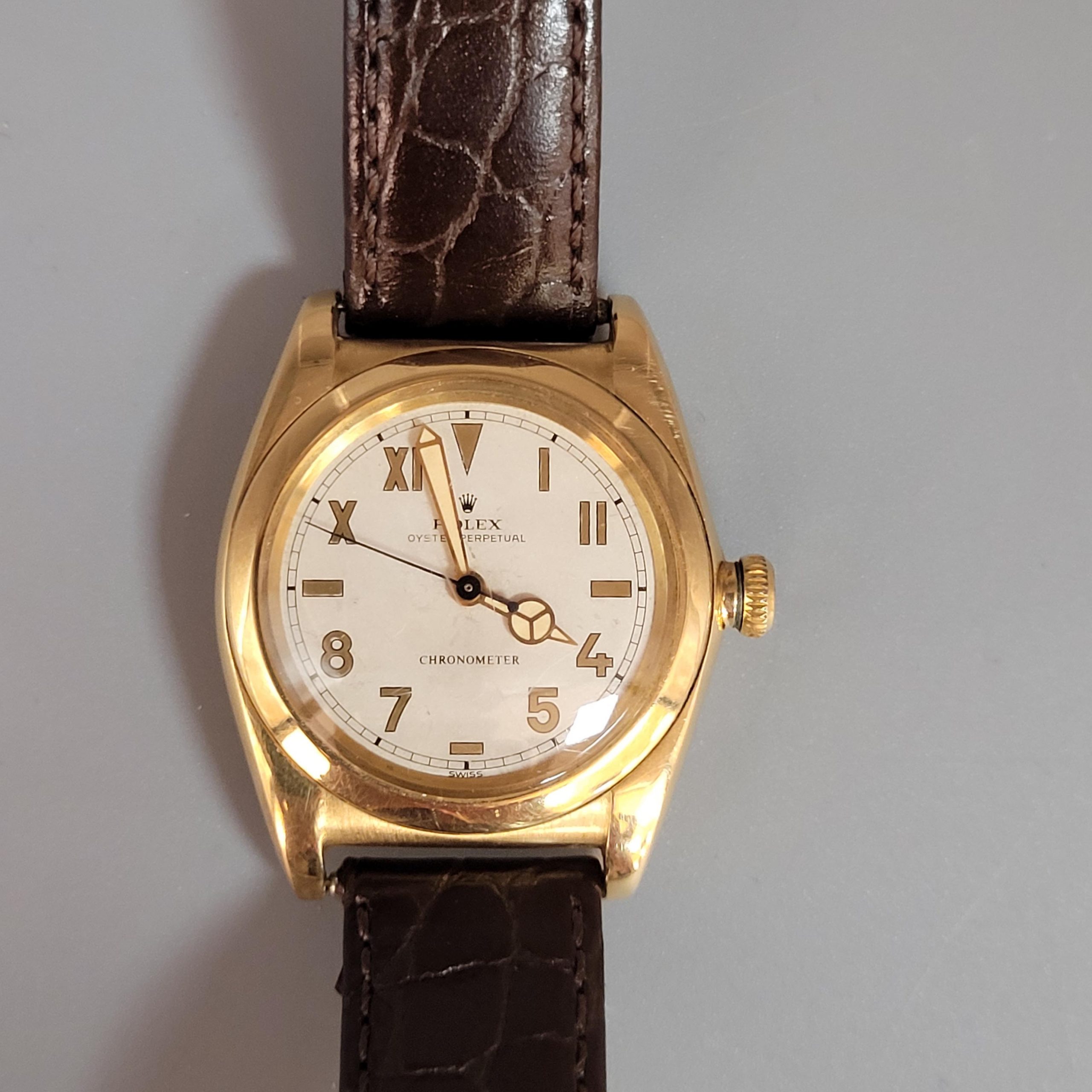 Los 683: Armbanduhr Rolex Oyster Perpetual Chronometer Bubble Back – Bild 2